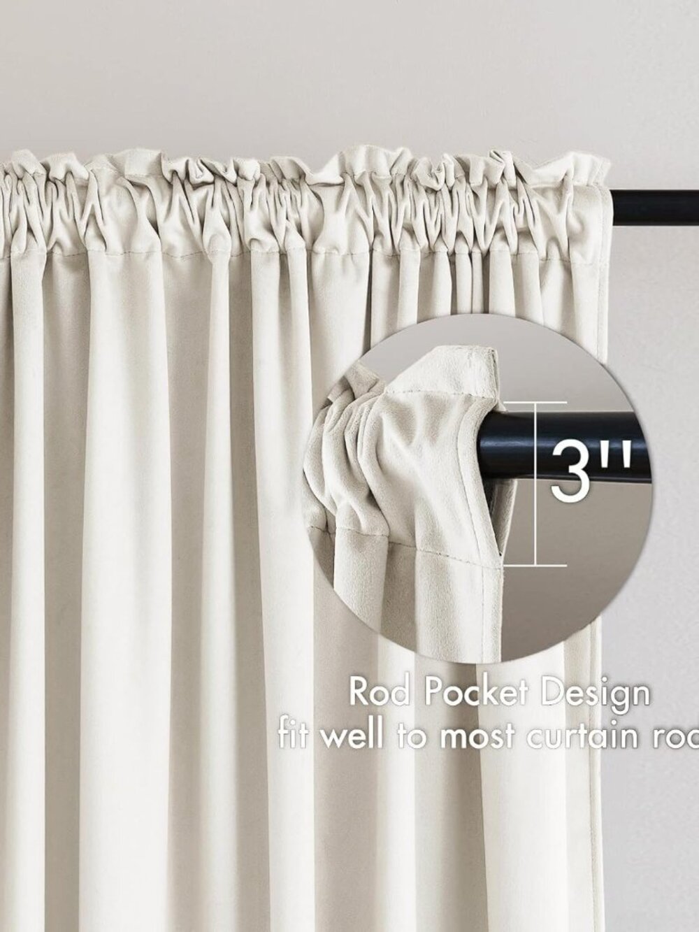 🪷MIULEE Ivory Velvet Curtains, 96" long, NWOT - Picture 2 of 6